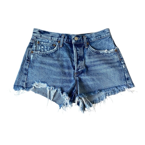 AGOLDE Parker Cut Off Denim Shorts Dark Swapmeet Sz 26 100% Cotton A026 E-811 - Picture 1 of 6